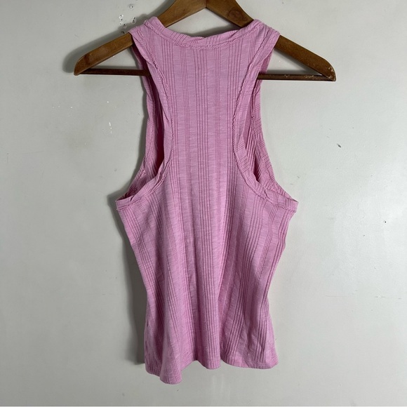 Anthropologie Pilcro Sustainable Ribbed Tank Top In Pink Size Medium Stretch - Picture 6 of 13